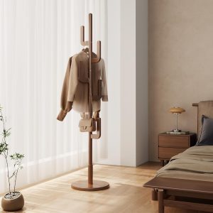 Solid Wood Cactus Coat Rack, Freestanding Coat Rack With 6 L-Shaped Hooks and 3 Adjustable Sizes, Coat Tree for Bedroom, Entryway, Livingroom, Coat Hanger Stand for Coats, Handbags (Walnut) - Image 2
